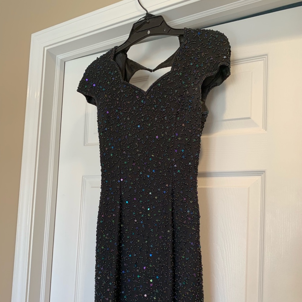 Black formal beaded short dress